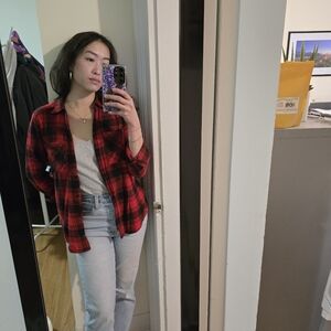 Express Boyfriend Fit Flannel Shirt (XS)